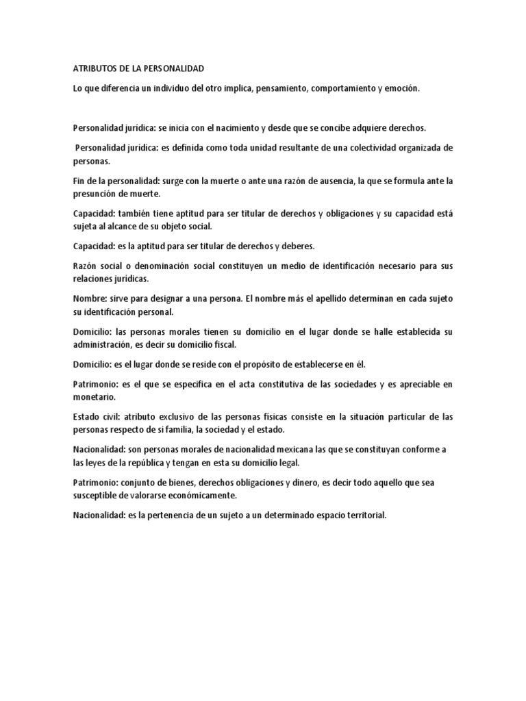 Atributos de La Personalidad Mapa Conceptual | PDF