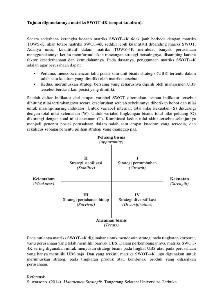 Tujuan Digunakannya Matriks Tows 4k Pdf