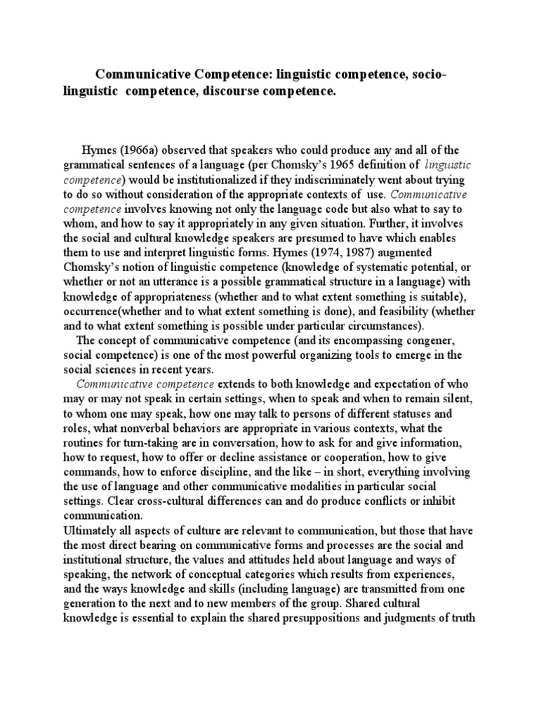 Understanding Communicative Competence | PDF | Sociolinguistics ...
