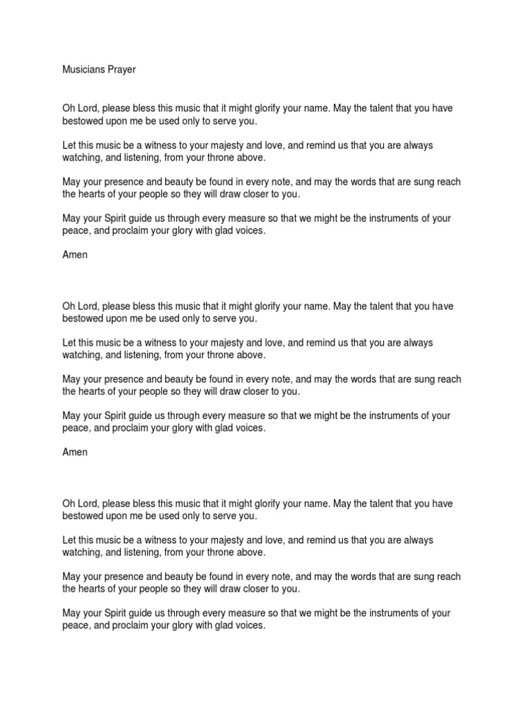 Musicians Prayer | PDF