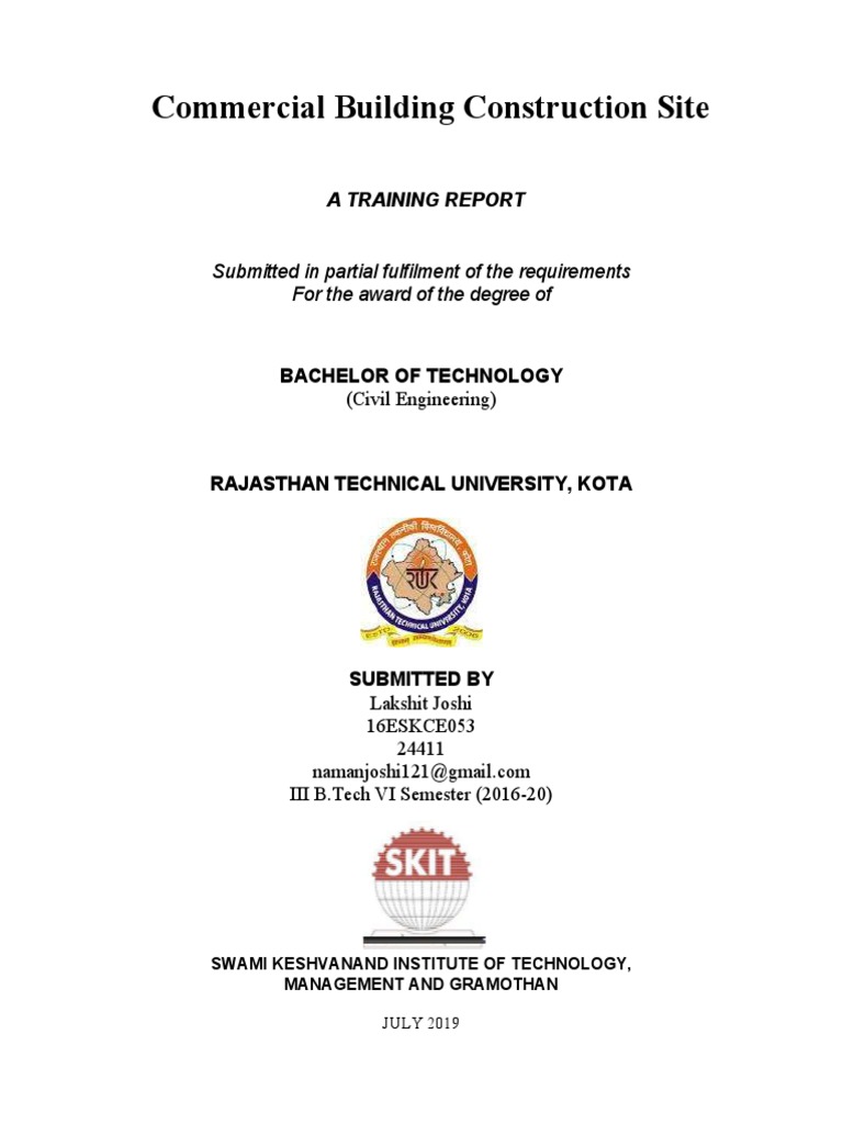 SUMMER TRAINING REPORT FOR CIVIL ENGINEERING STUDENTS PDF visual data 6