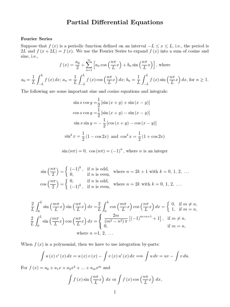 Pde Partial Differential Equation Trigonometric Functions
