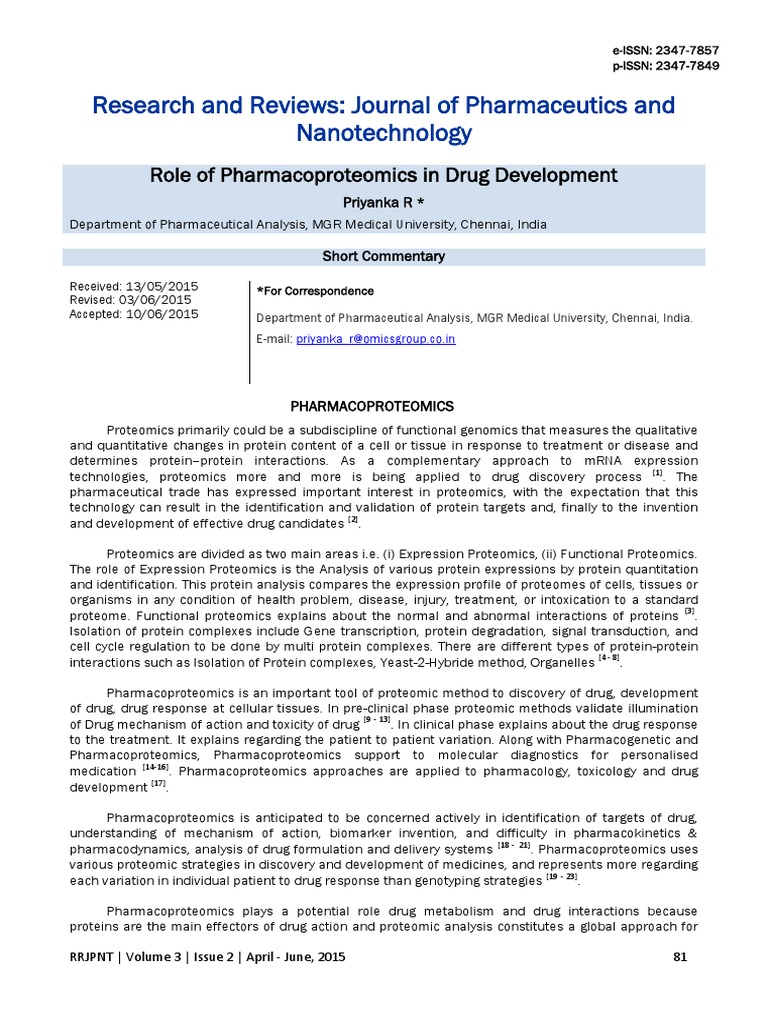 Pharmacoproteomics in Drug Development | PDF | Proteomics | Gene Expression