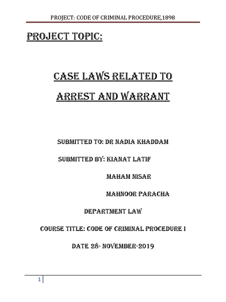 Case Laws on Arrest and Warrant | PDF | Criminal Procedure In South ...