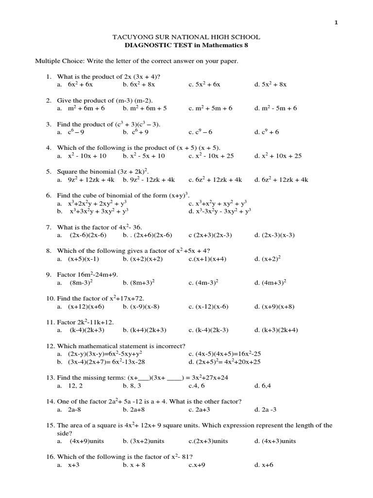 8TH GRADE MATH DIAGNOSTIC TEST WITH ANSWER KEY visual data 7