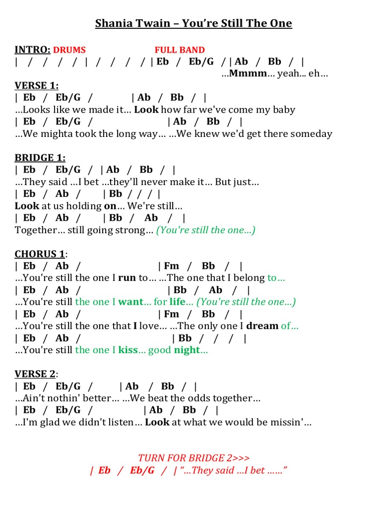 Shania Twain You Re Still The One Pdf Music Media Songs
