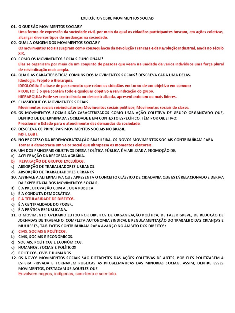 Exercício | Movimentos Sociais | Sociedade