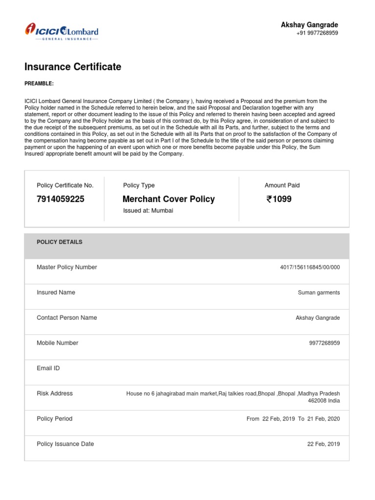 Certificate Bin PDF PDF Insurance Business