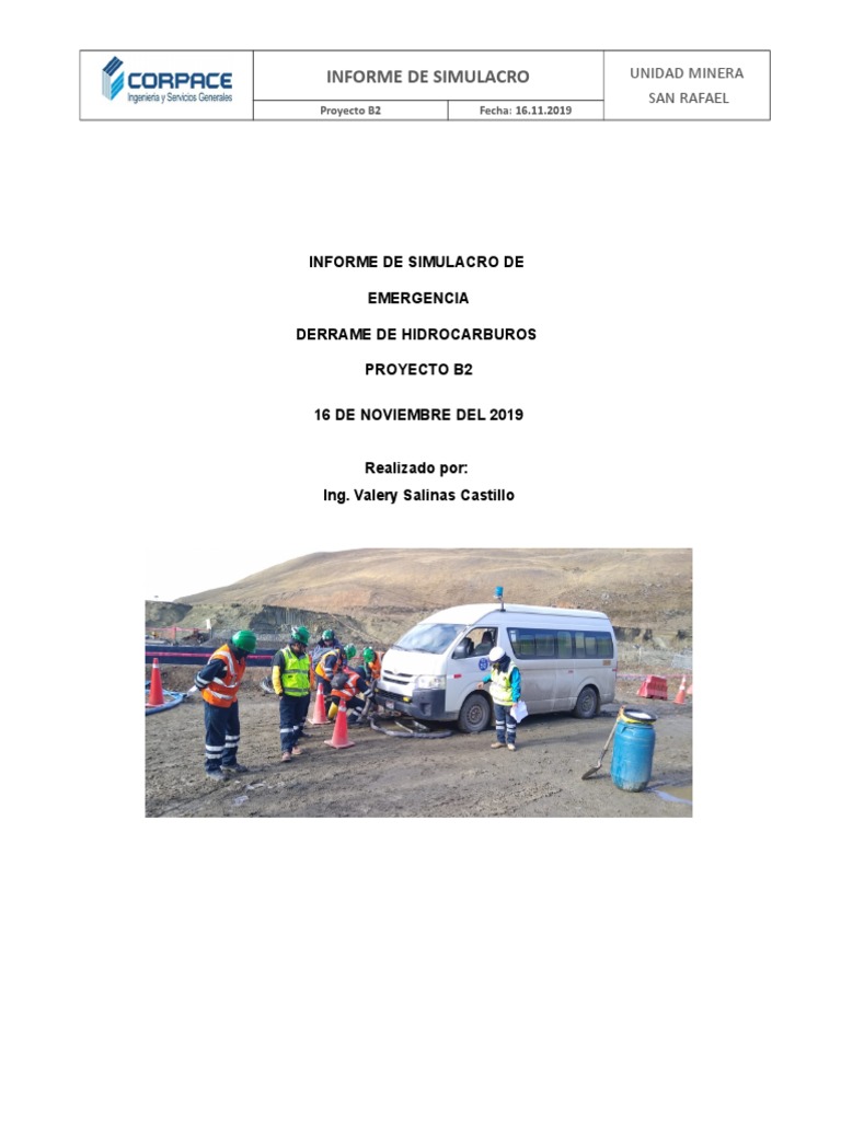 Reporte de Simulacro Derrame de Hidrocarburos 21.11.19 | PDF ...