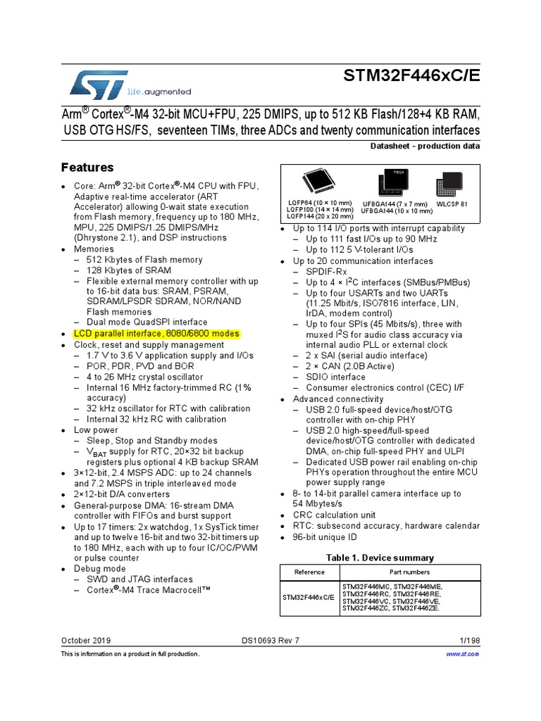 Stm32f446re Datasheet | PDF | Arm Architecture | Computer Architecture