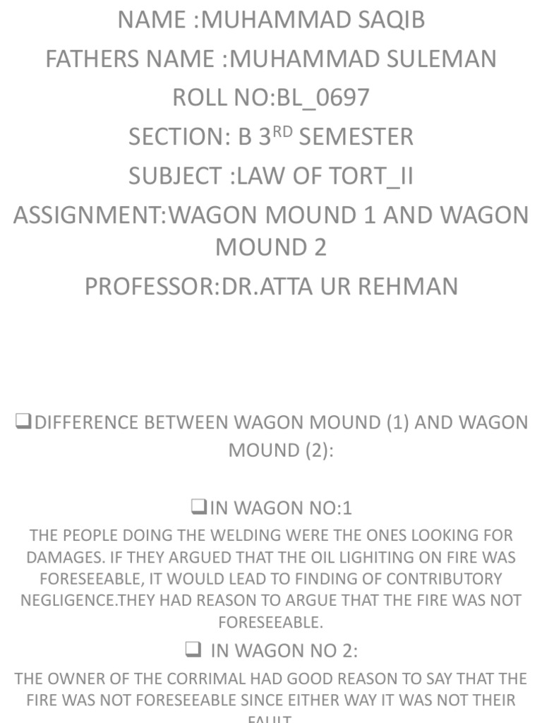 Wagon Mound 1 and 2 PDF