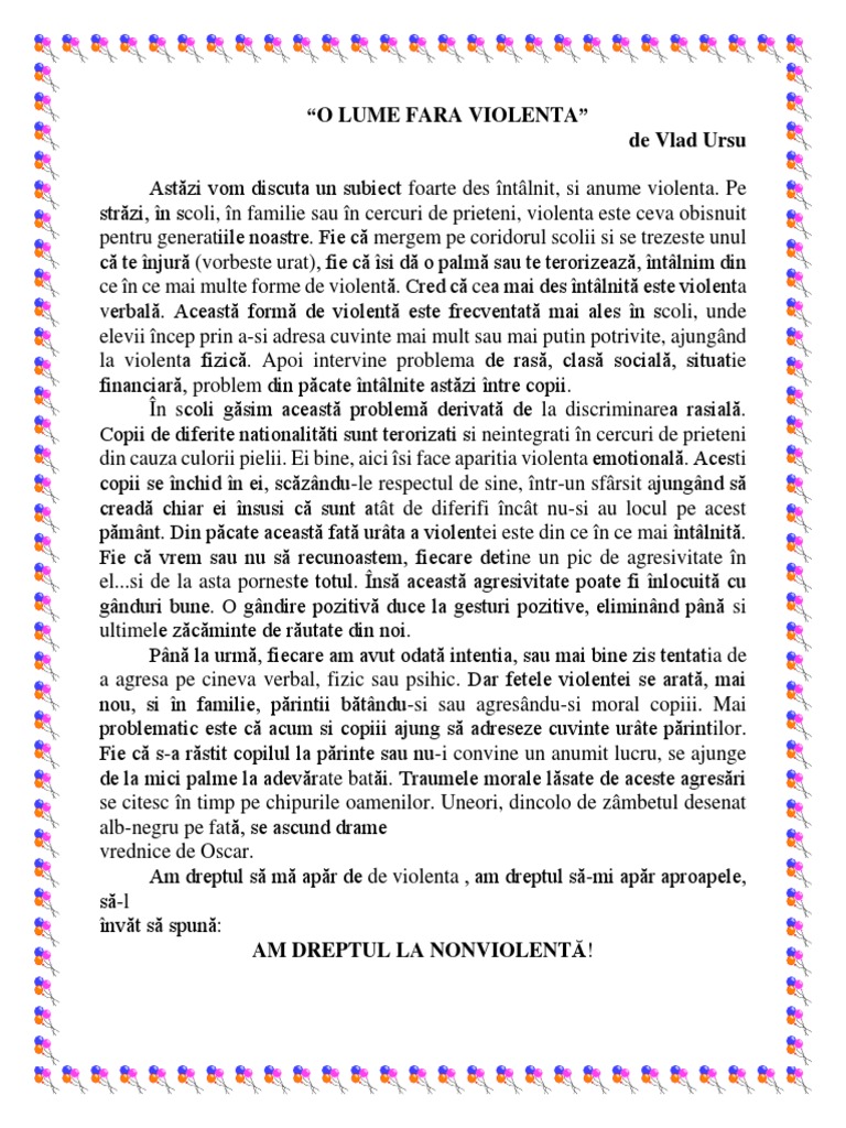 O Lume Fara Violenta 2019 | PDF