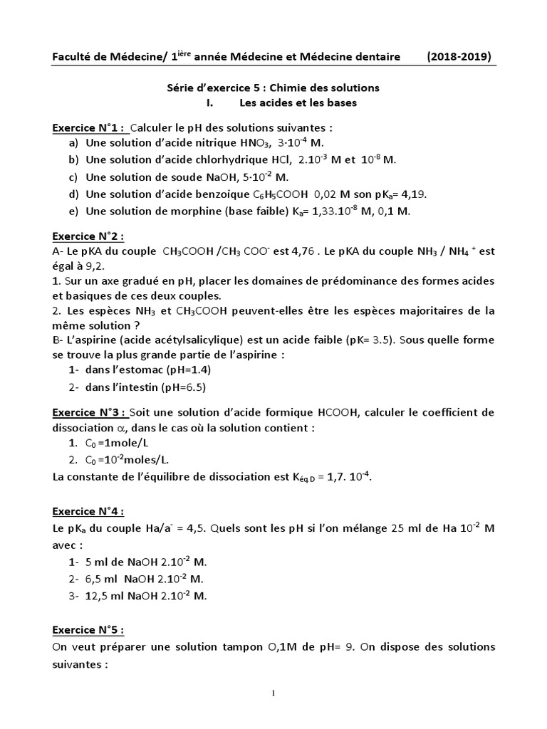 Solution Acide Et Basique 3ème Exercice Corrigé 2-Série Acide Base + Corrigé | PDF | Réaction d'oxydoréduction | Manganèse