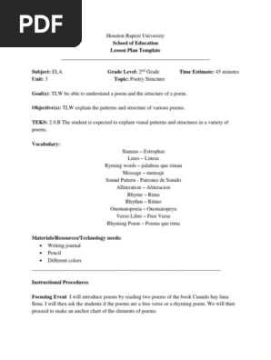 poem lesson plan