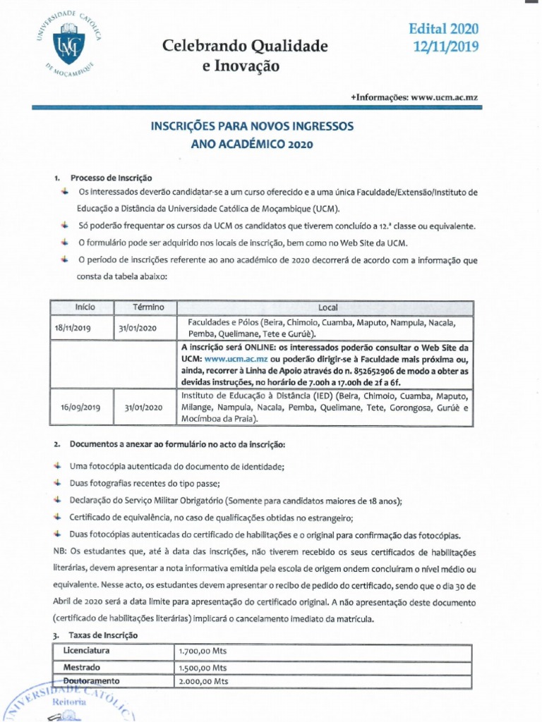 Edital 2020 UCM PDF