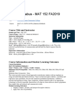 Mat 152 Course Syllabus - Fa2019