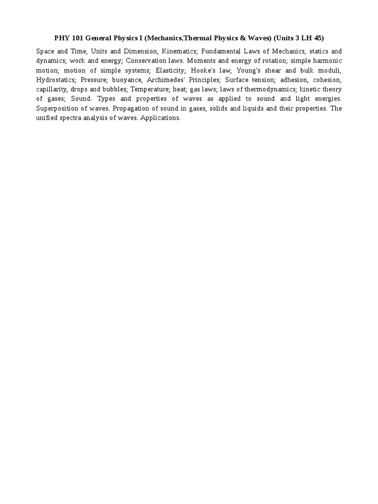General Physics I: Mechanics & Waves | PDF