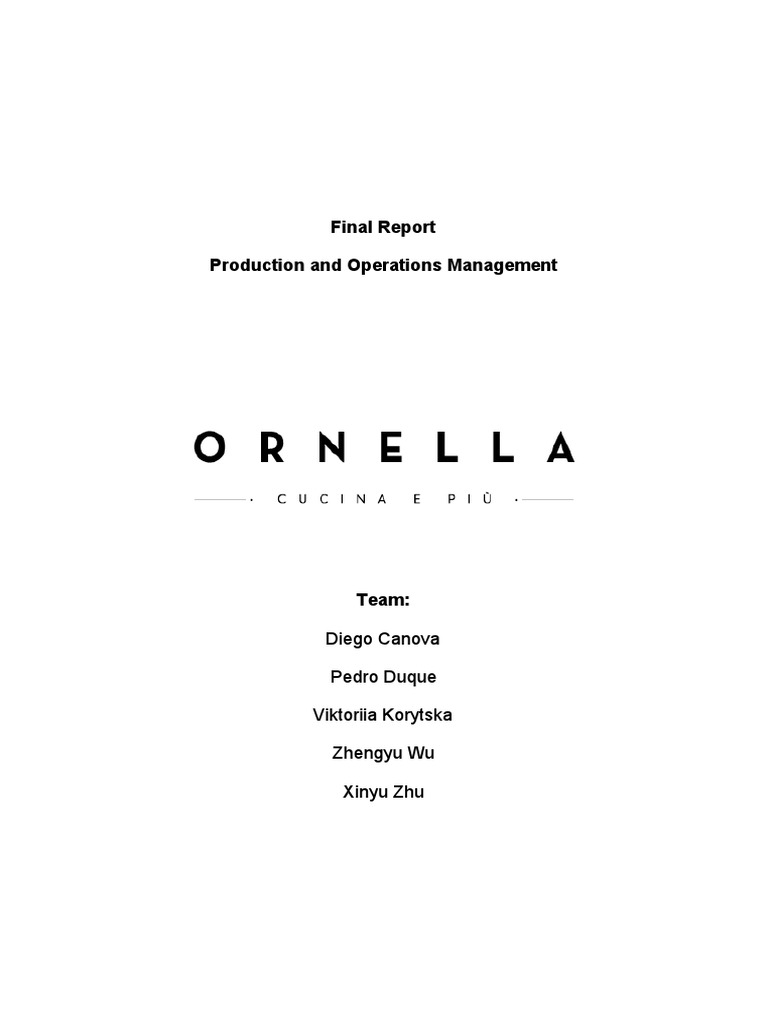 Production & Operations Management Final Report PDF | Download Free PDF ...