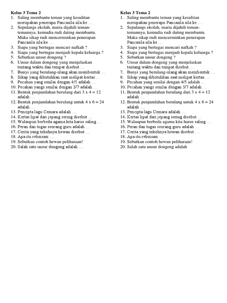 Kelas 3 Tema 2 | PDF