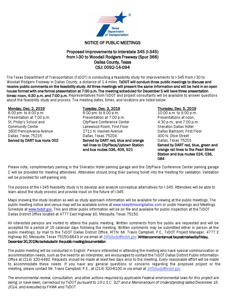 I 345 Legal Notice Dallas Business