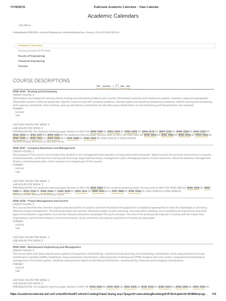 Dalhousie Academic Calendars 2 View Calendar PDF Risk Management