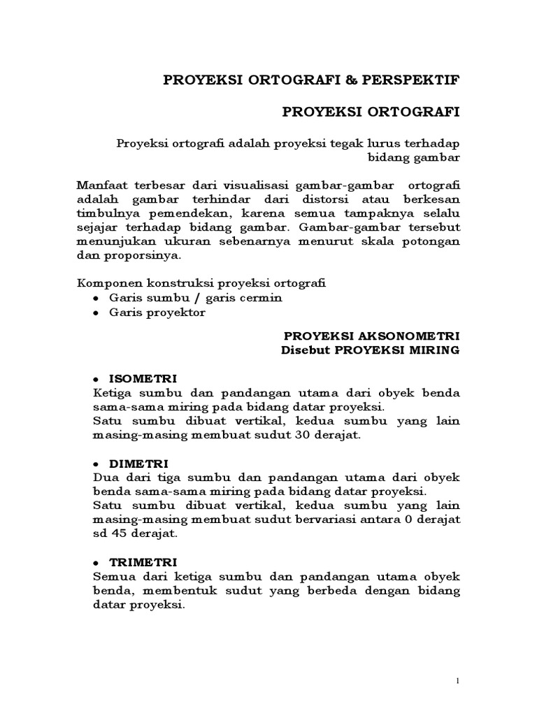 Proyeksi Ortografi dan Perspektif | PDF