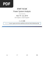 ETAP 114 Power System Analysis Workshop, TBD, United Kingdom - ETAP