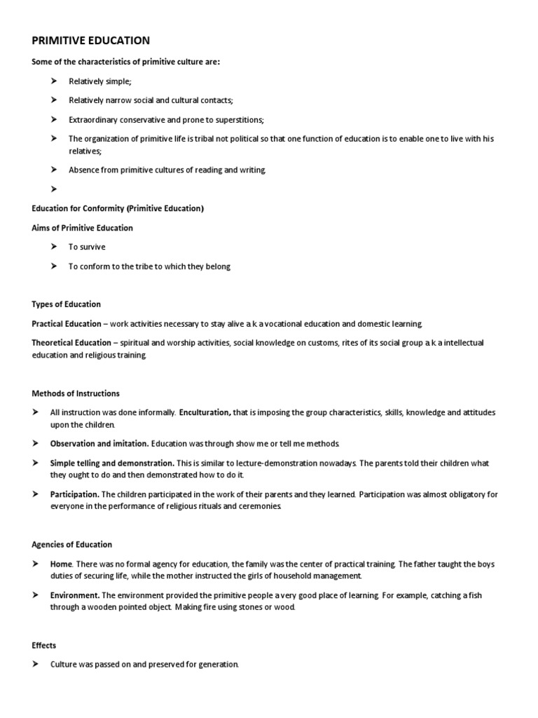 Primitive Education PDF Traditions Priest