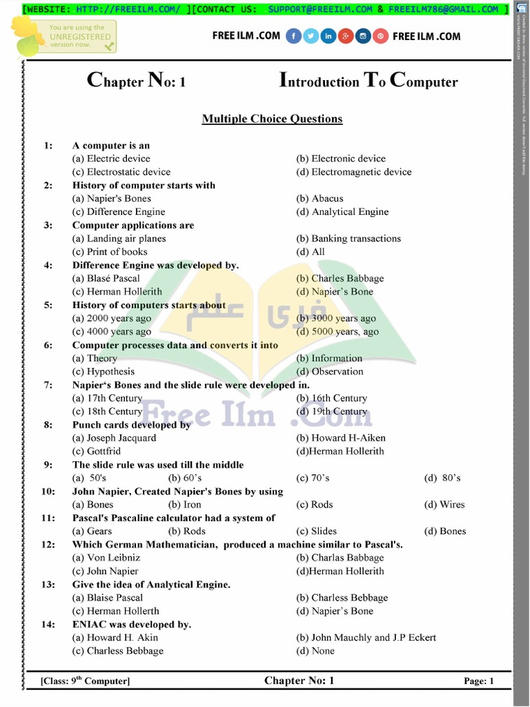 9th Class Computer Science Notes | PDF