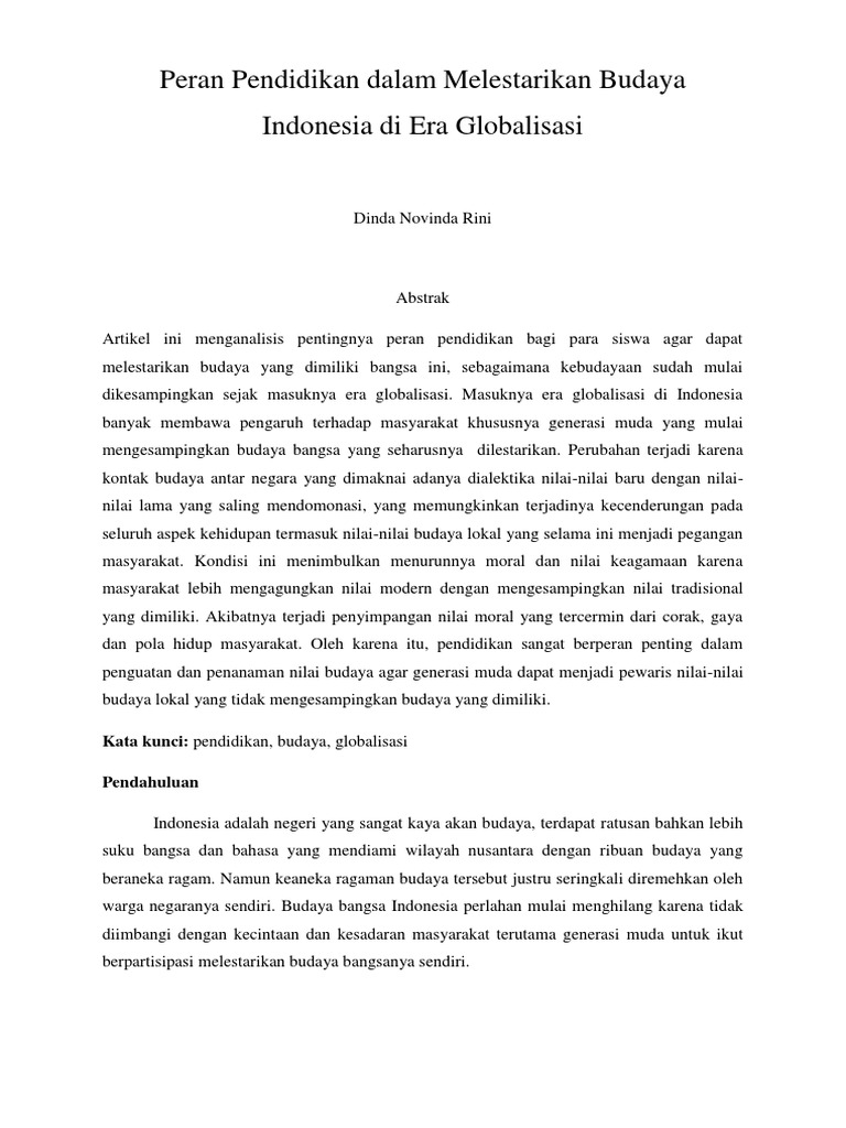 Peran Pendidikan dalam Pembentukan Kesadaran Budaya