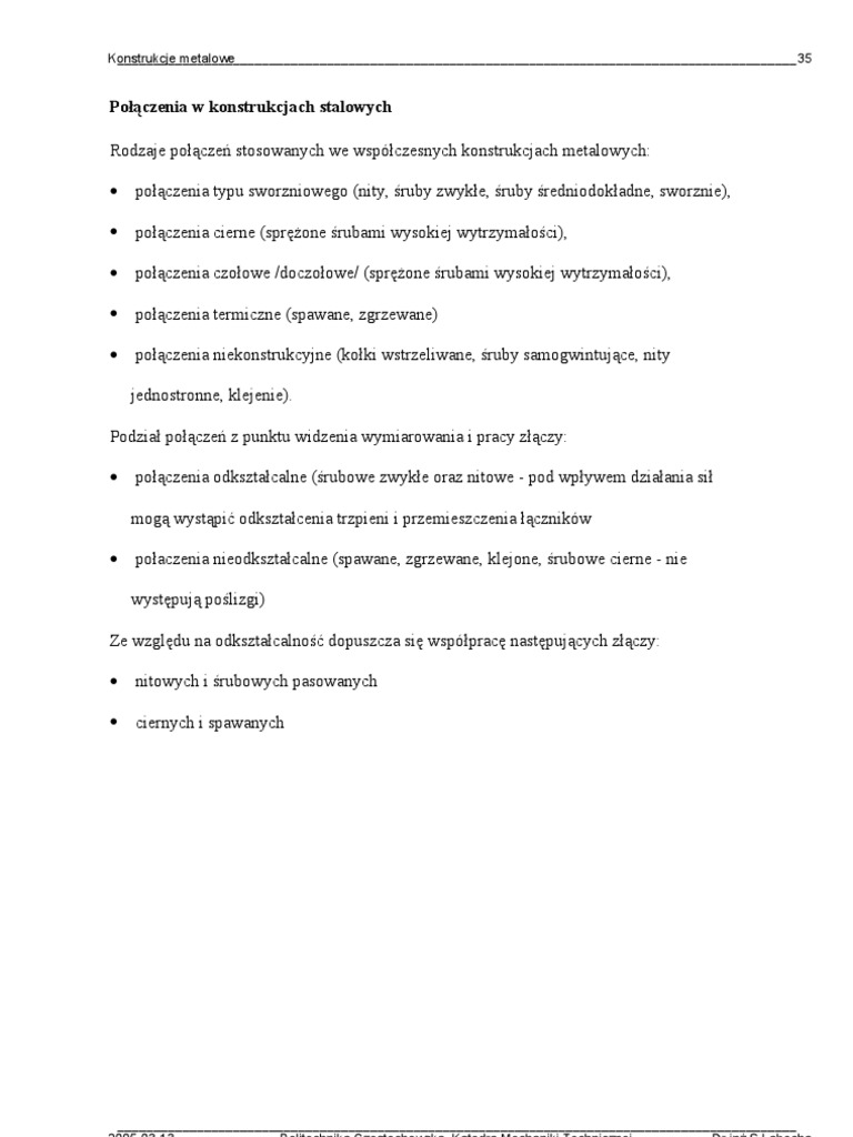 Połączenia Konstrukcji Stalowych