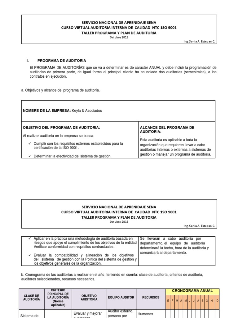 Formato Guia Programa y Plan de Auditoria Interna-1 | PDF | Auditoría ...