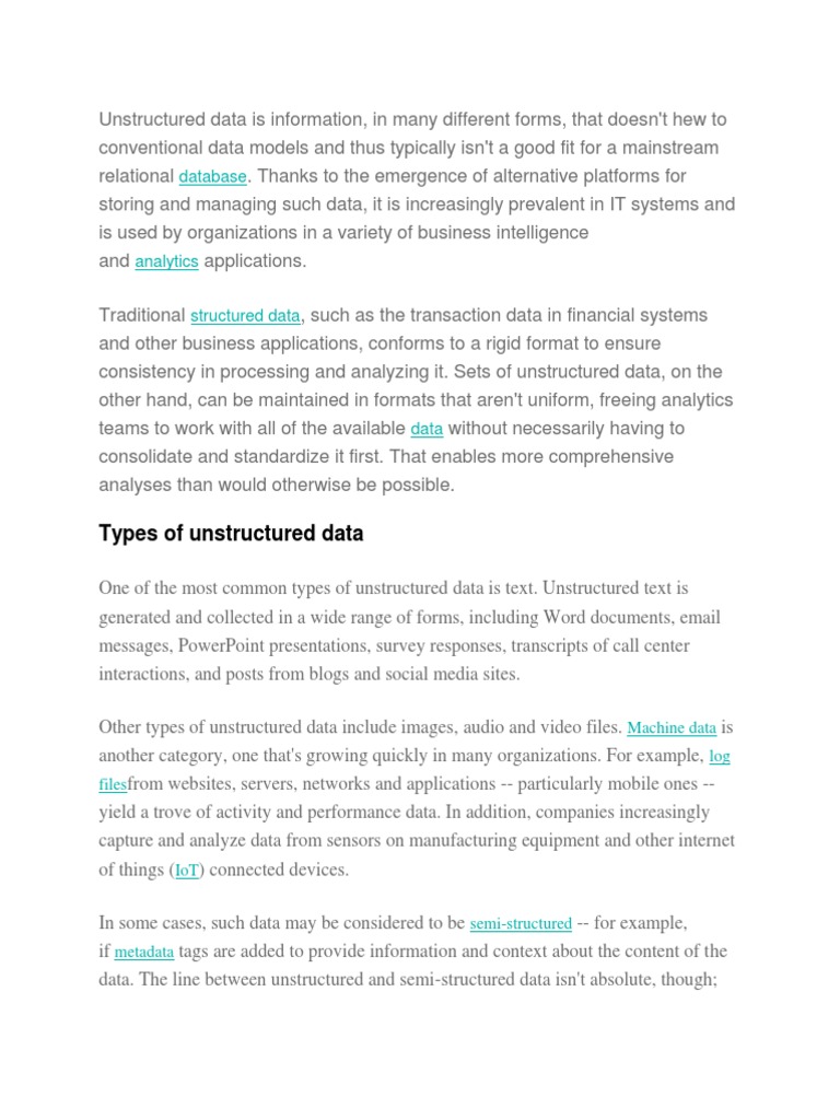 Unstructured Data Is Information | PDF | Analytics | Business Intelligence