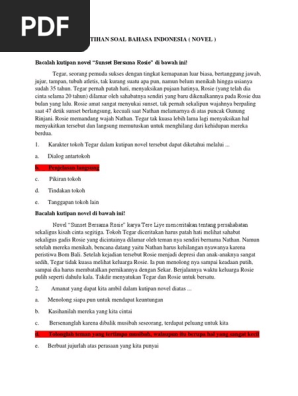 Latihan Soal Bahasa Indonesia Novel
