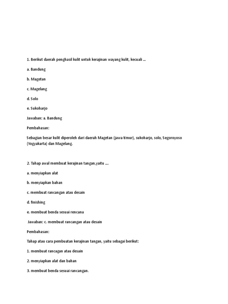 Soal Prakarya Kls X Pdf