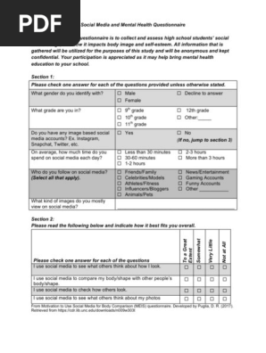 social media mental health survey