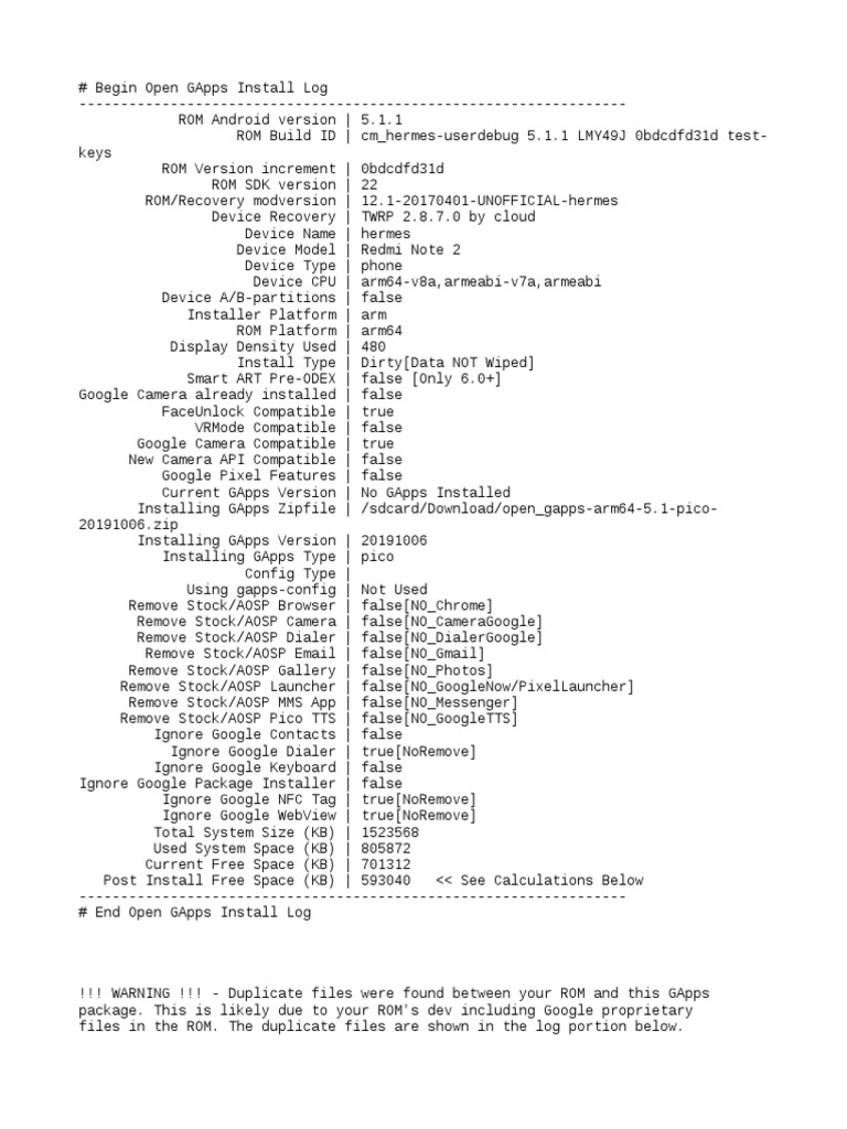 Open Gapps Log | PDF | Android (Operating System) | Operating.