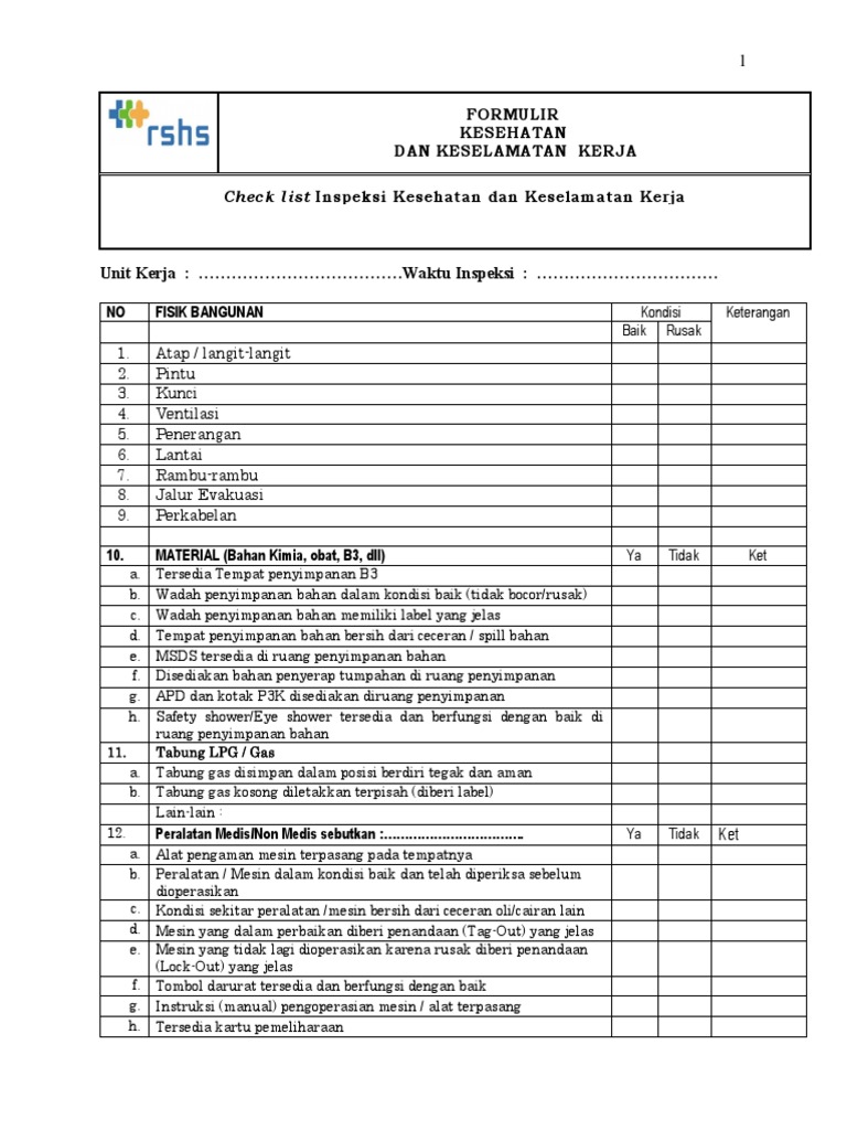 Form Inspeksi Gedung Ke Ruangan