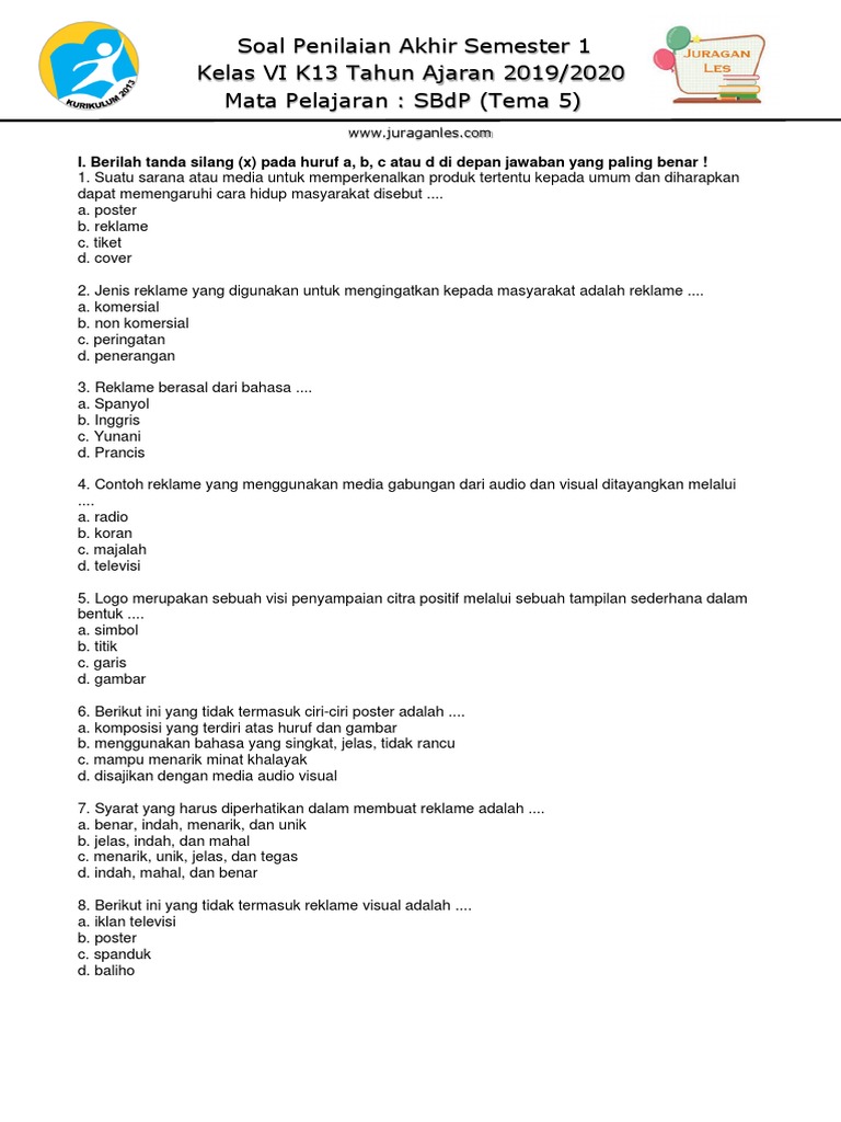 Soal Tematik Sbdp Kelas 6 Tema 5