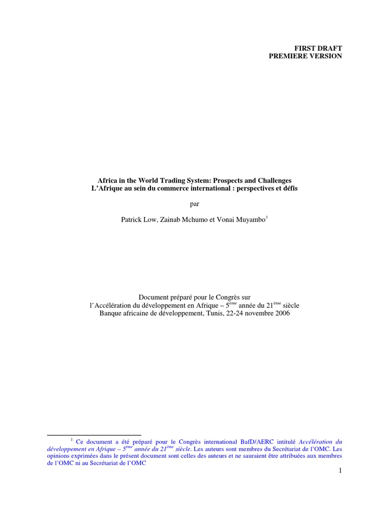 Africa in The World Trade System | PDF | Afrique | Agriculture