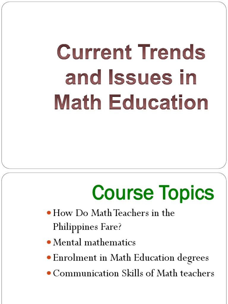 Current Trends and Issues in Math Education 2 PDF Teachers