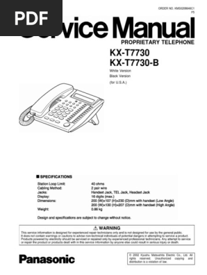Panasonic KX T7730 KX T7730 B | PDF | Telephone | Soldering