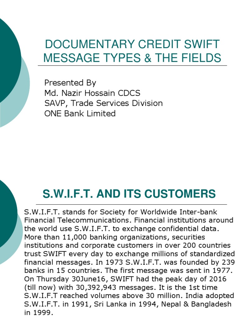 Letter Credit Swift Message Types & The Fields | PDF | Payments ...