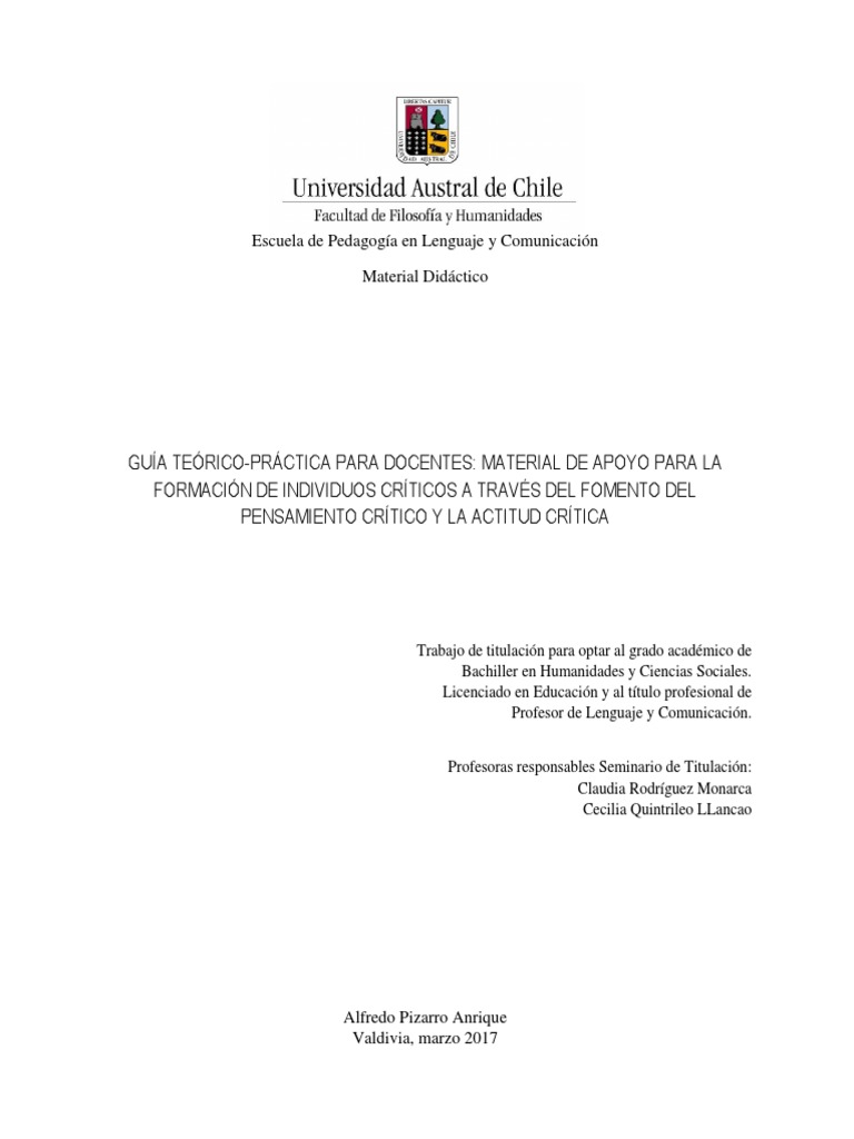 Actitud y Pensamiento Crítico PDF | PDF | Plan de estudios ...
