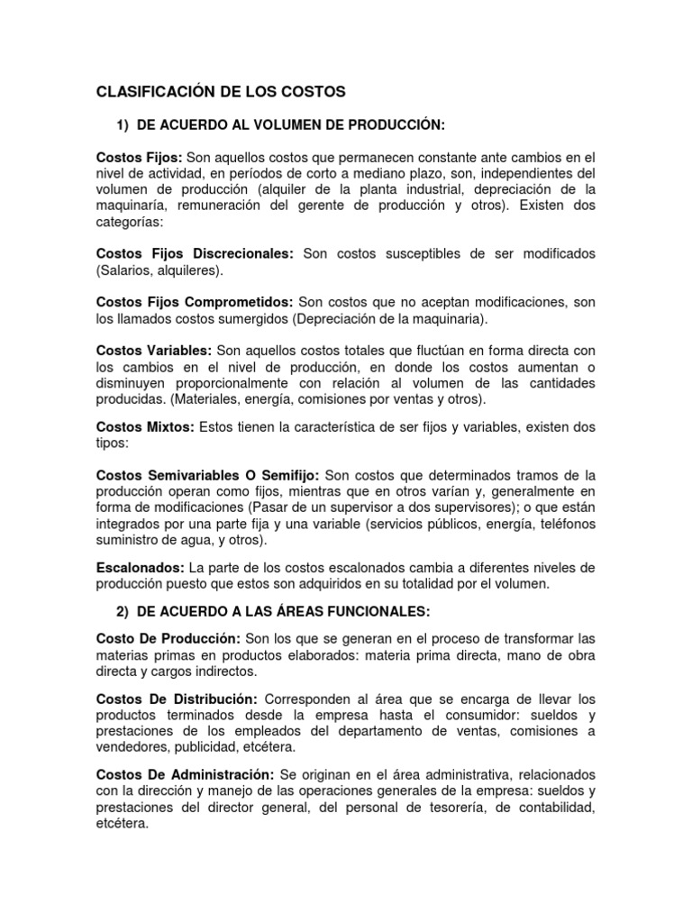 Clasificación de Los Costos | PDF | Costo | Salario