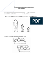 Evaluacion Matematicas PRE KINDER