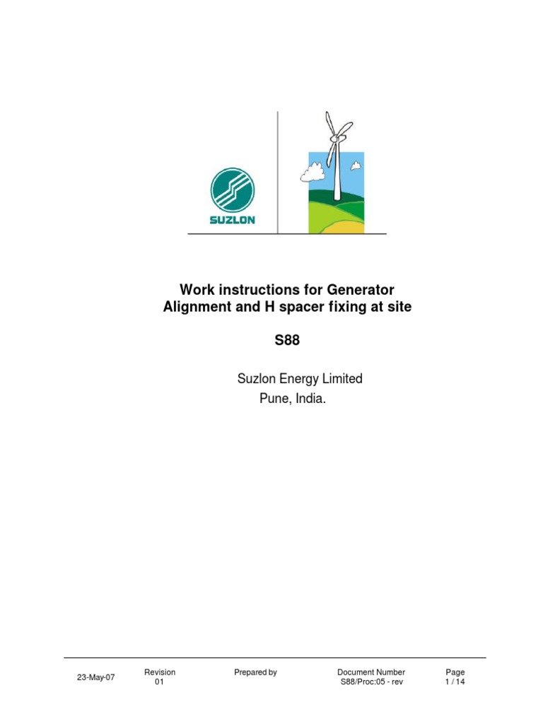 Work Instructions For Generator Alignment at Site Rev 02-S88 | PDF ...