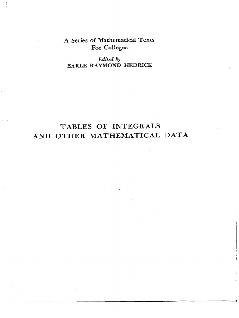 TableofIntegralsSeries PDF | PDF | Logarithm | Trigonometric Functions TableofIntegralsSeries PDF | PDF | Logarithm | Trigonometric Functions