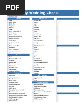 Wedding Checklist