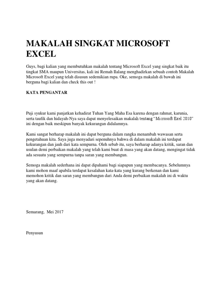 Makalah Singkat Microsoft Excel